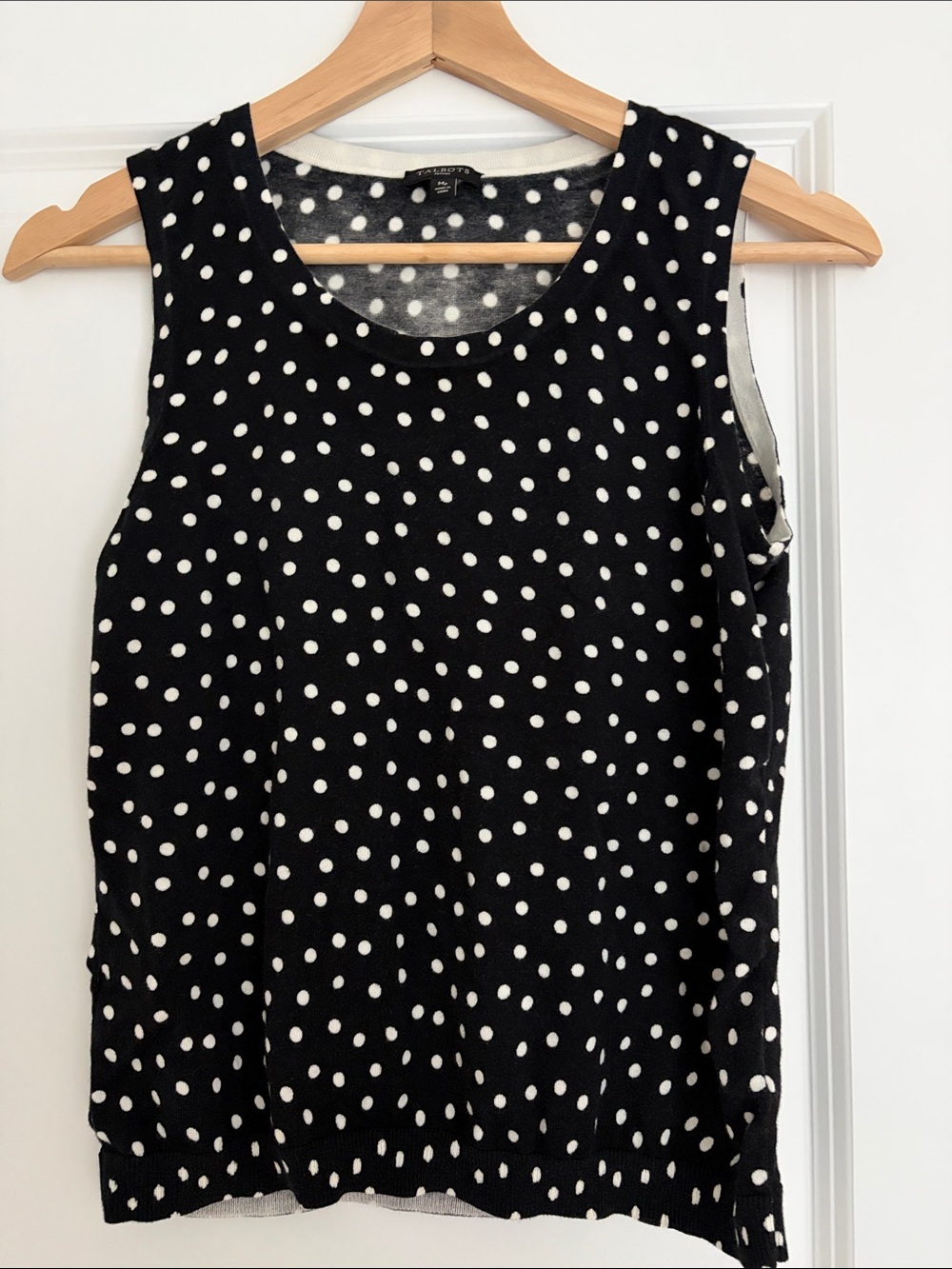 Talbots Black & White Polka Dot Sleeveless Tank